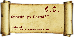 Országh Dezső névjegykártya